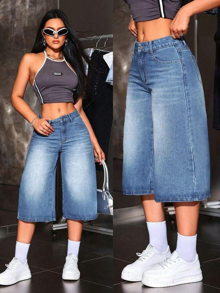 Baggy girls jeans shorts