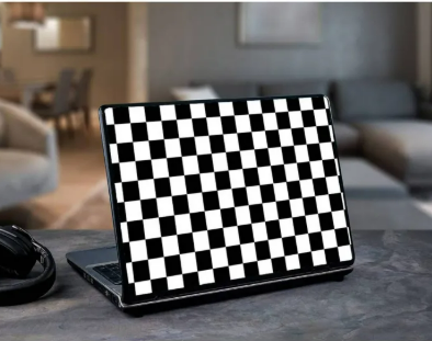 Universal Laptop Back Skin Black and White Check or All Laptops