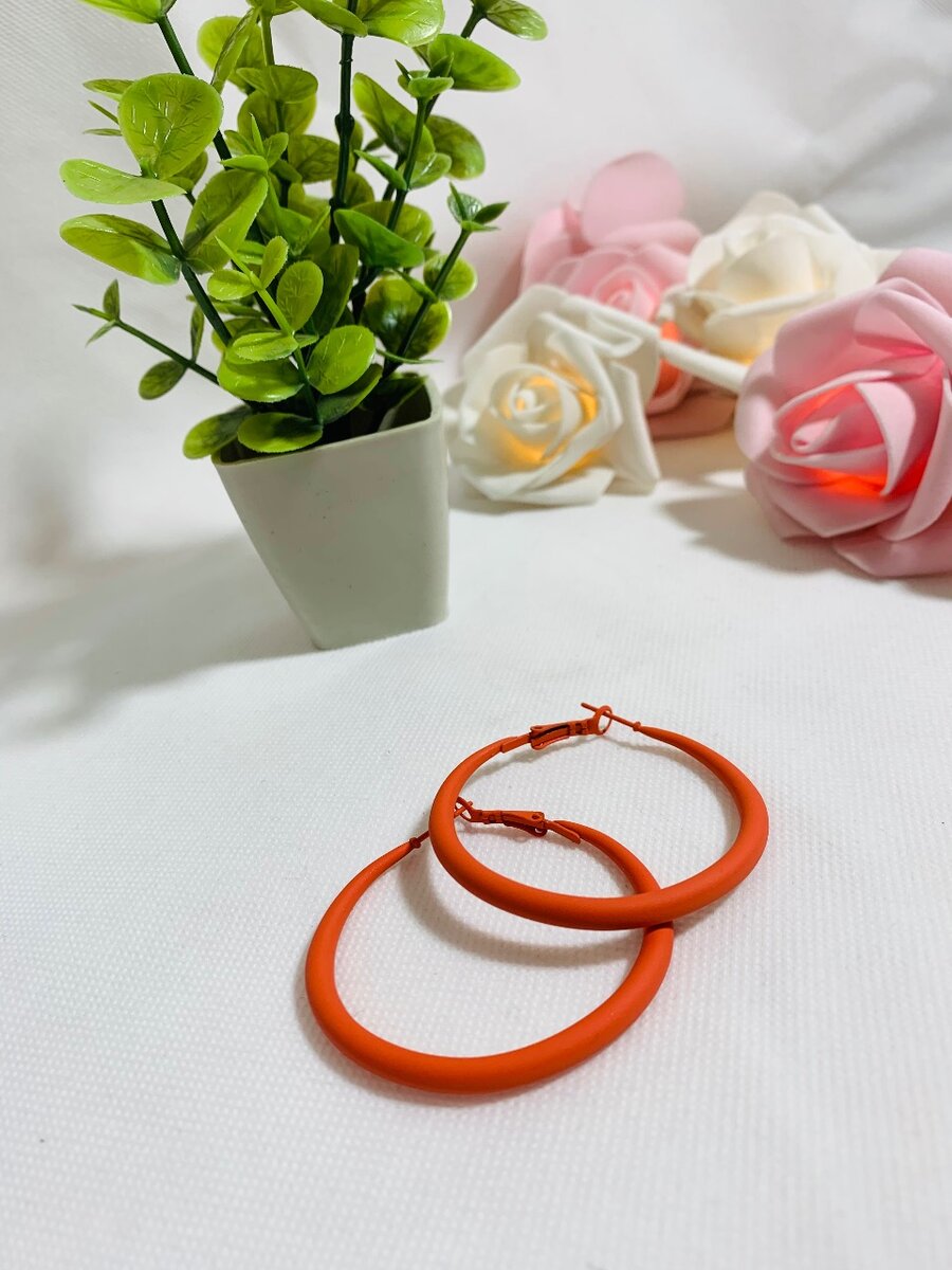 Orange Circle Hoops Earrings