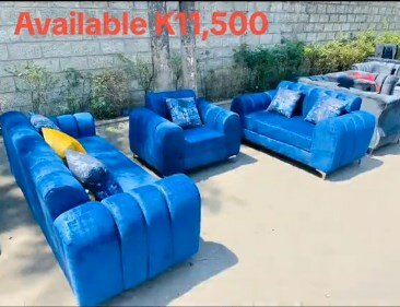 Set of 2 sofas and 1 armchair, blue