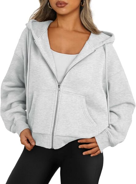 Veste à capuche grise décontractée