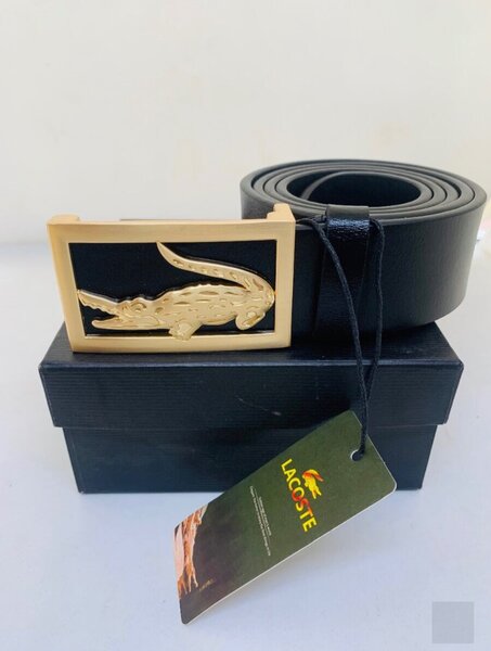 Ceinture Lacoste en cuir noir