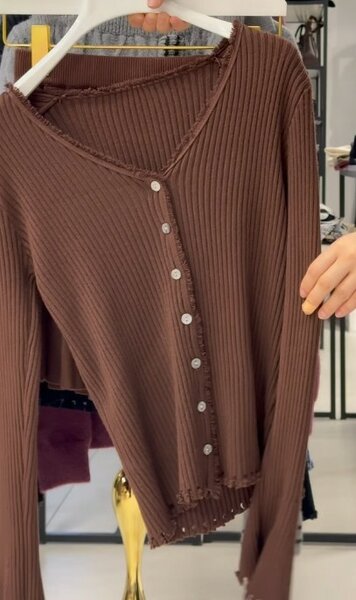 Комплект трикотажный, кофта+короткая юбка, коричневый