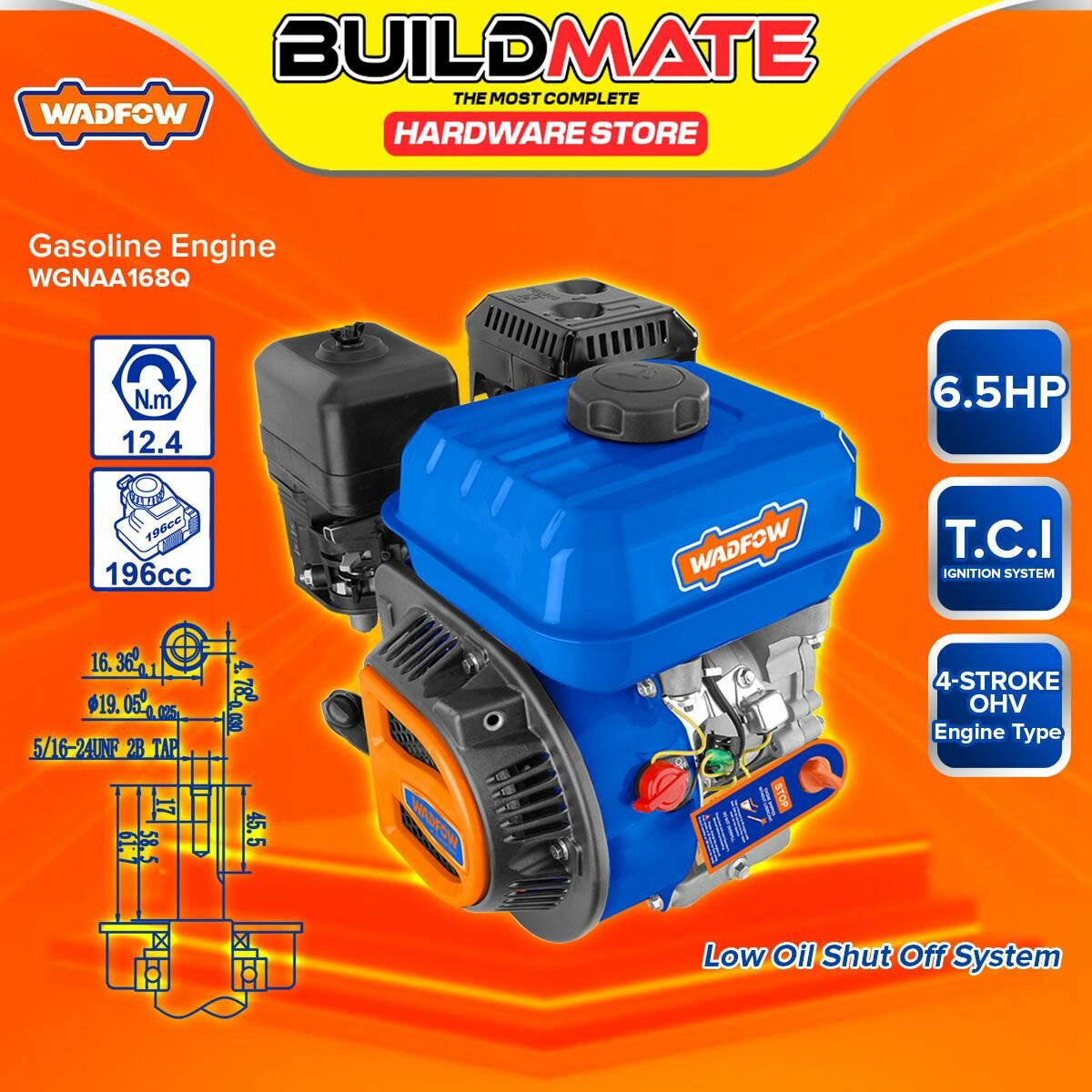 Moteur à essence 6.5HP WADFOW