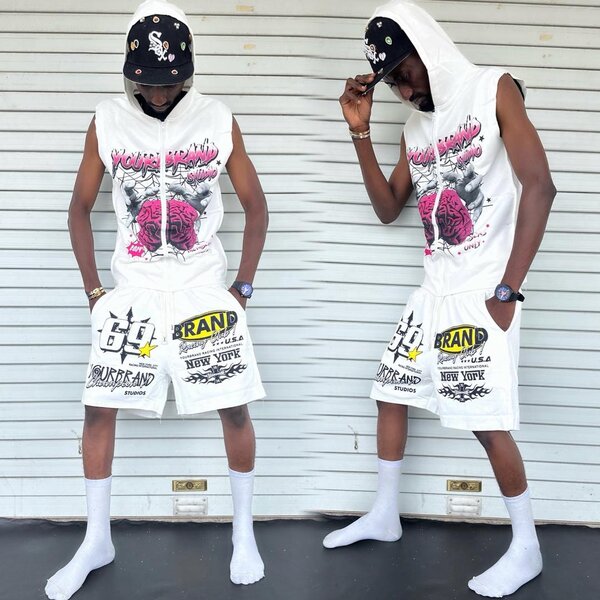 Ensemble streetwear blanc graphique