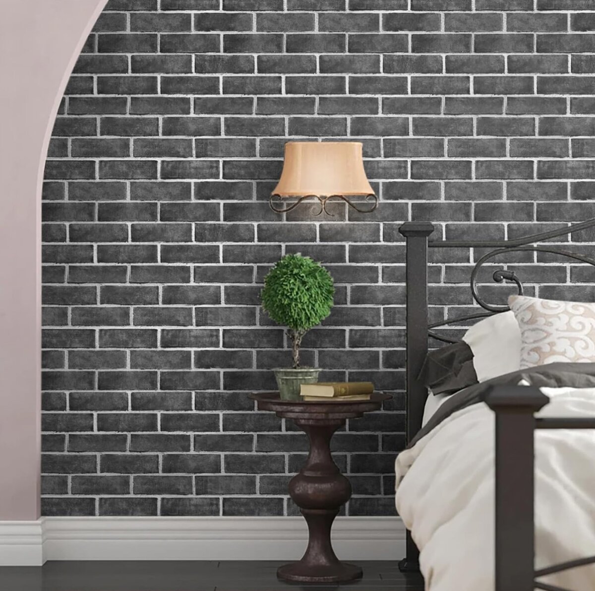 Papier peint brique gris foncé