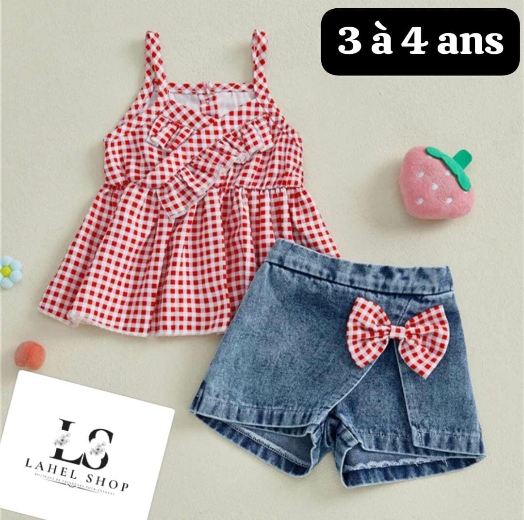 Set d'été à carreaux enfant