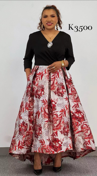 Red Jaggared A Line Dress