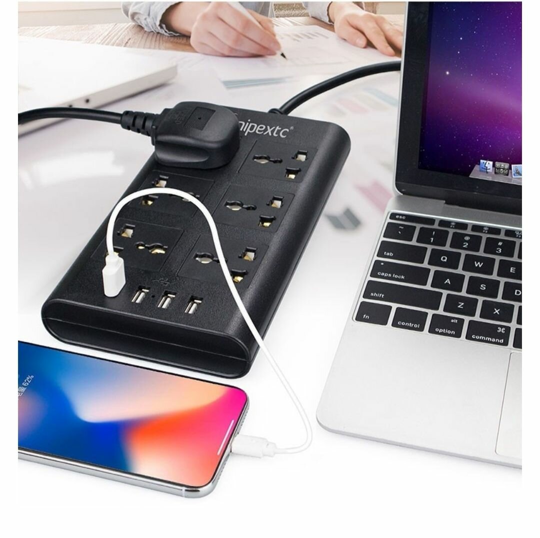 10A 6-OUTLETS & 4USB SMART CHARGING PORTS 2M POWER STRIP