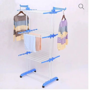 3 Tier Layers Foldable Dry Line Floor-Standing Extendable Space Saving Clothes Organizer