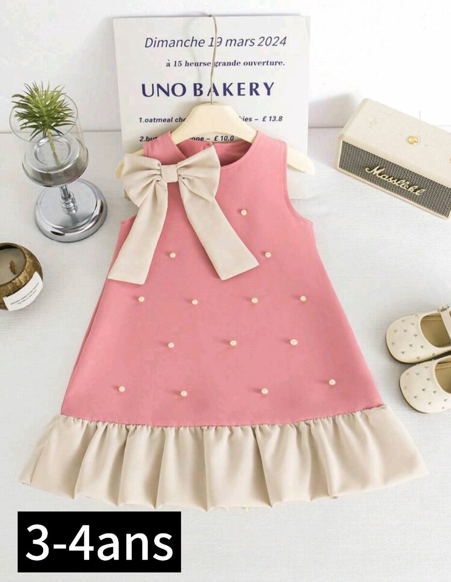 Robe Enfant Rose avec Nœud