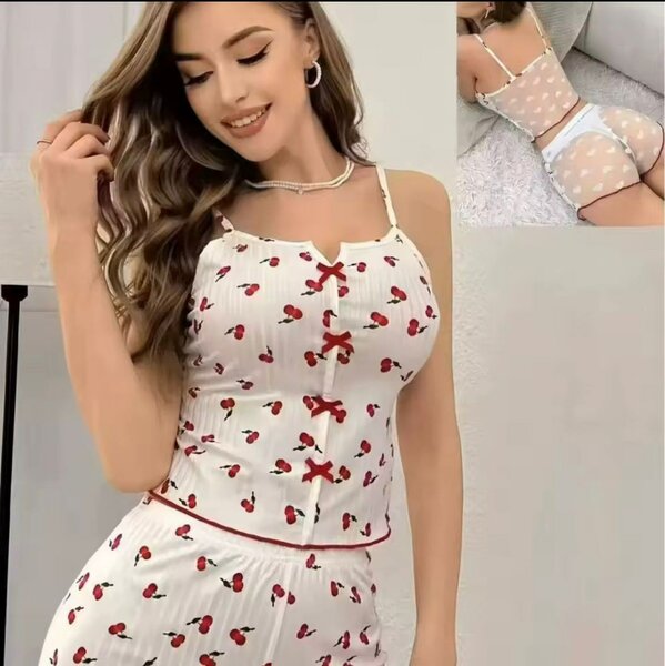 Pyjama féminin imprimé cerises