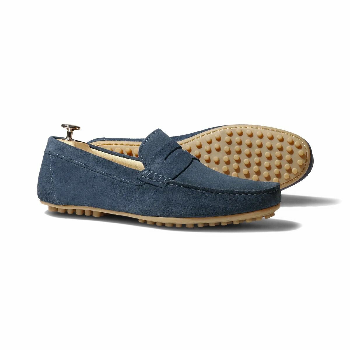 Mocassins Rudys en cuir bleu jean.