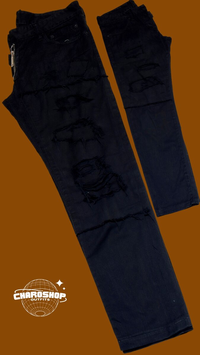 Jeans noirs déchirés homme