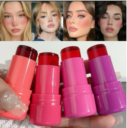Cheek Lip Tinted Moistured Blush Stick Eyes Cheek Lip Brighten Cream Water Jelly Tint Stick Matte Contour Makeup ( Pack of 1 )