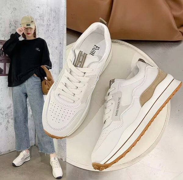 Baskets tendance blanches femme