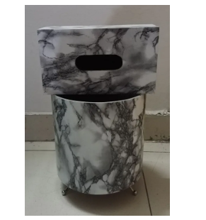 PVC Sheet Tiles Color Wooden Round Dust Bin Set