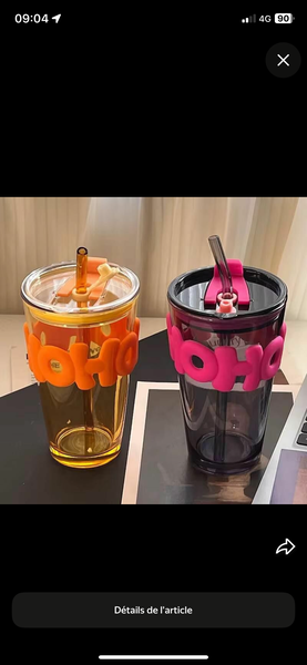 Tasses réutilisables avec paille
