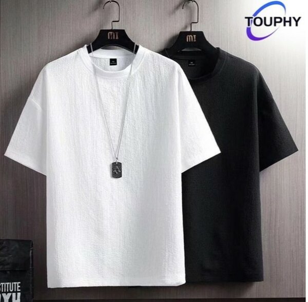 T-shirt en coton noir et blanc