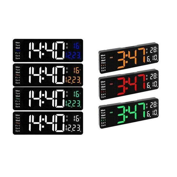 Horloge Murale Numérique Température Affichage Date Réveil G