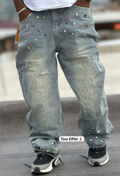 Jean décontracté avec strass