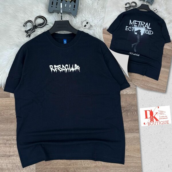 T-shirt noire unisexe tendance