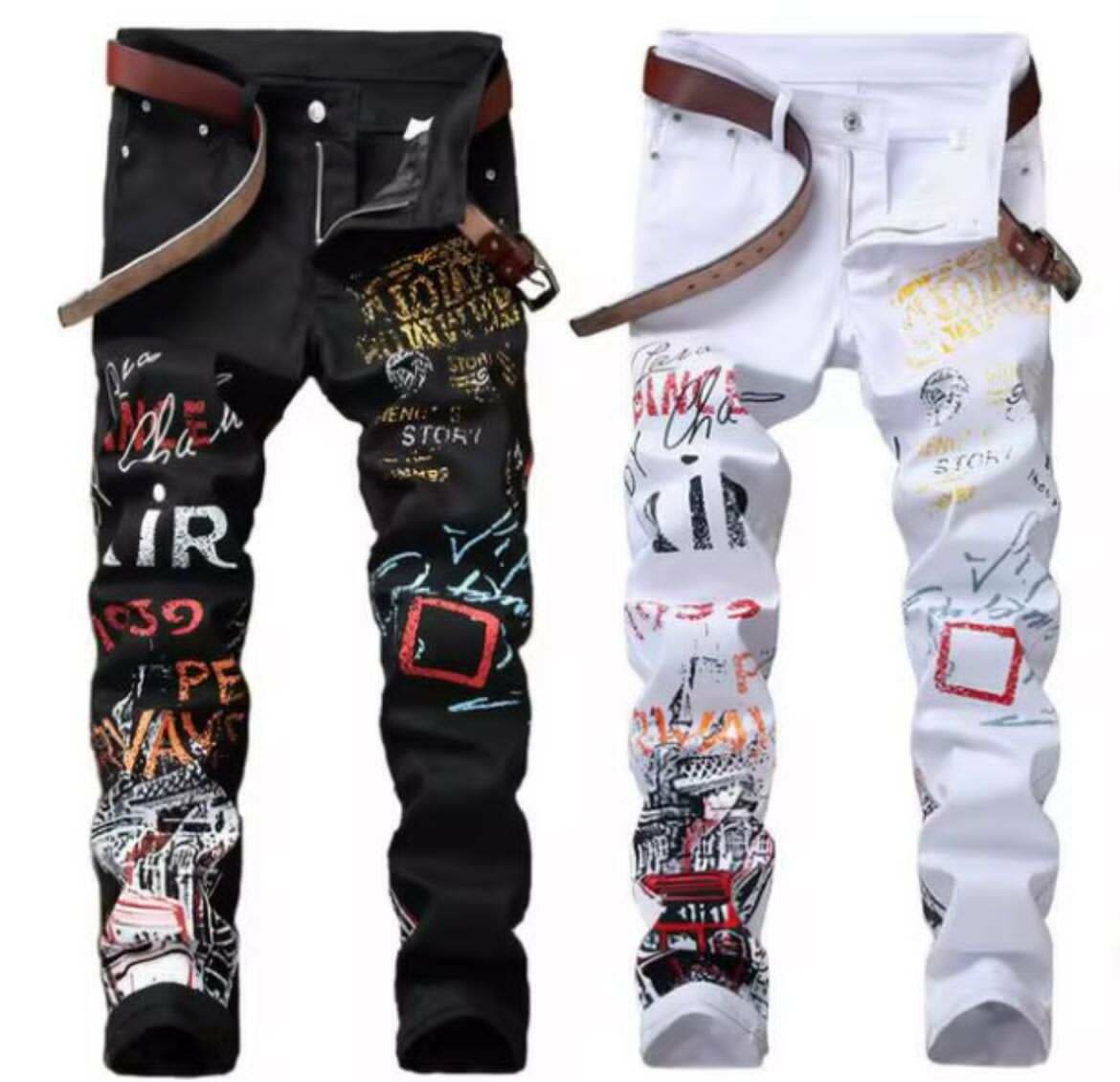 Pantalons en denim avec imprimés