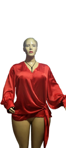 Blouse satin rouge élégante