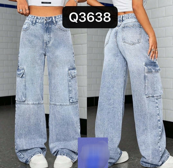 Jean cargo larges femme