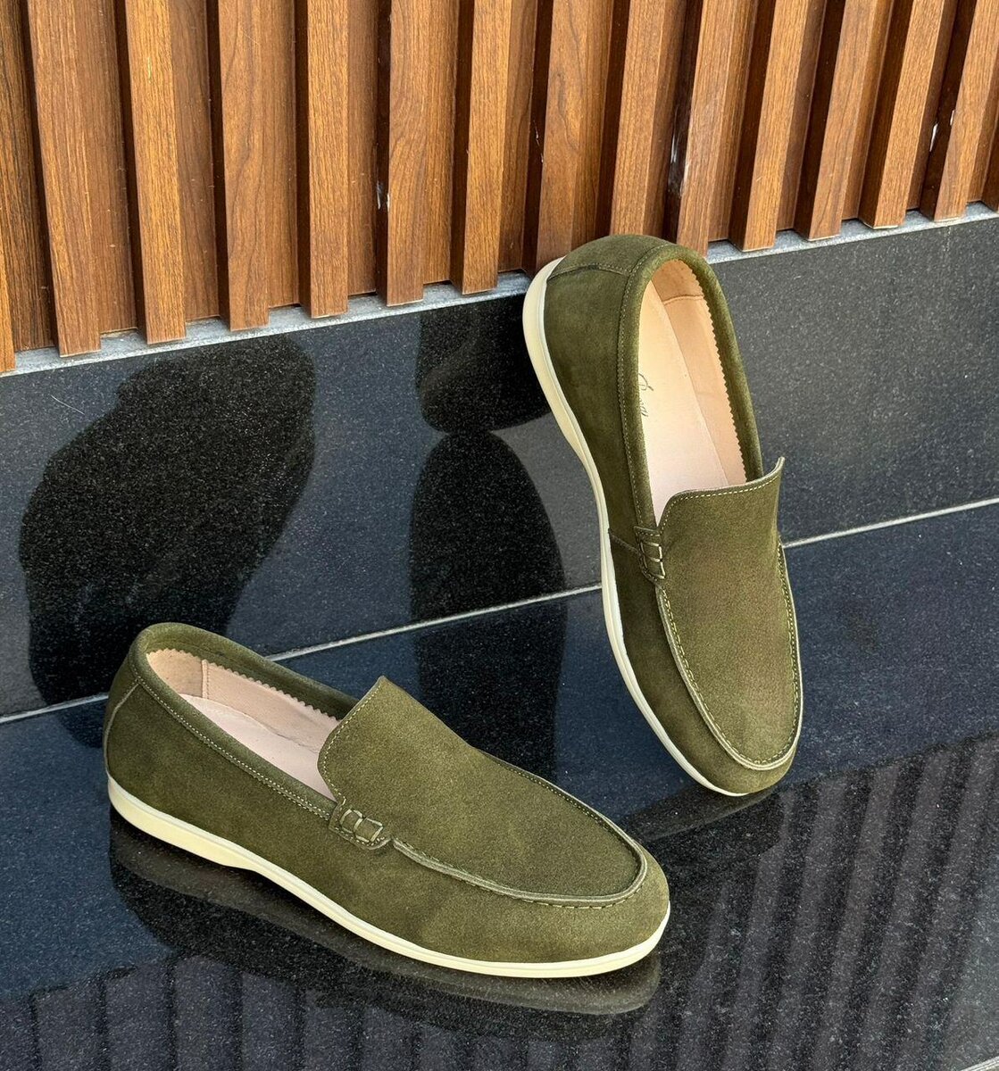 Mocassins en daim olive