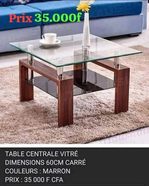 Table basse vitrée 60cm