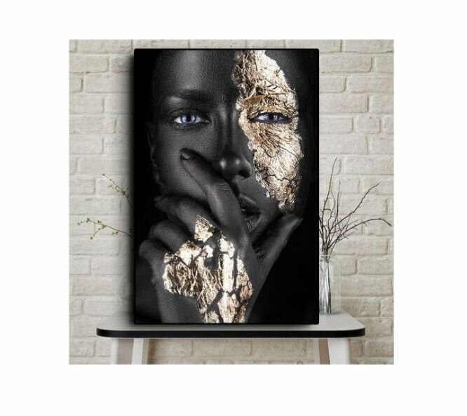 Tableau Art Abstrait Noir et Or