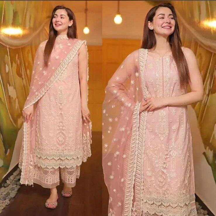Heavy embroidery lawn 3 pc  dc free