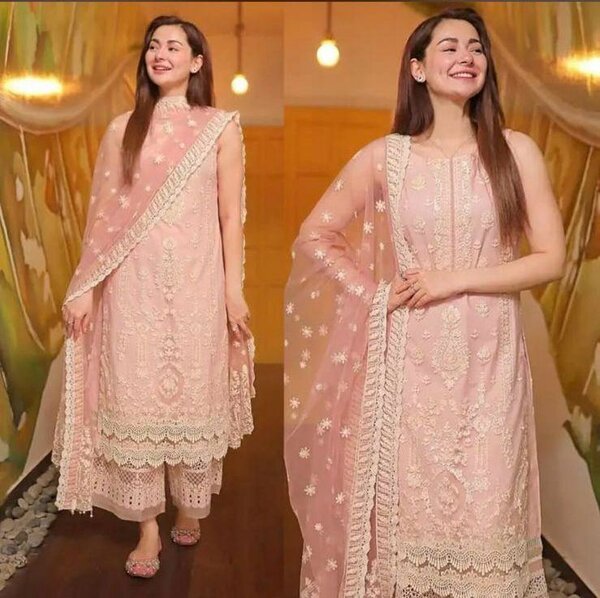 Heavy embroidery lawn 3 pc  dc free