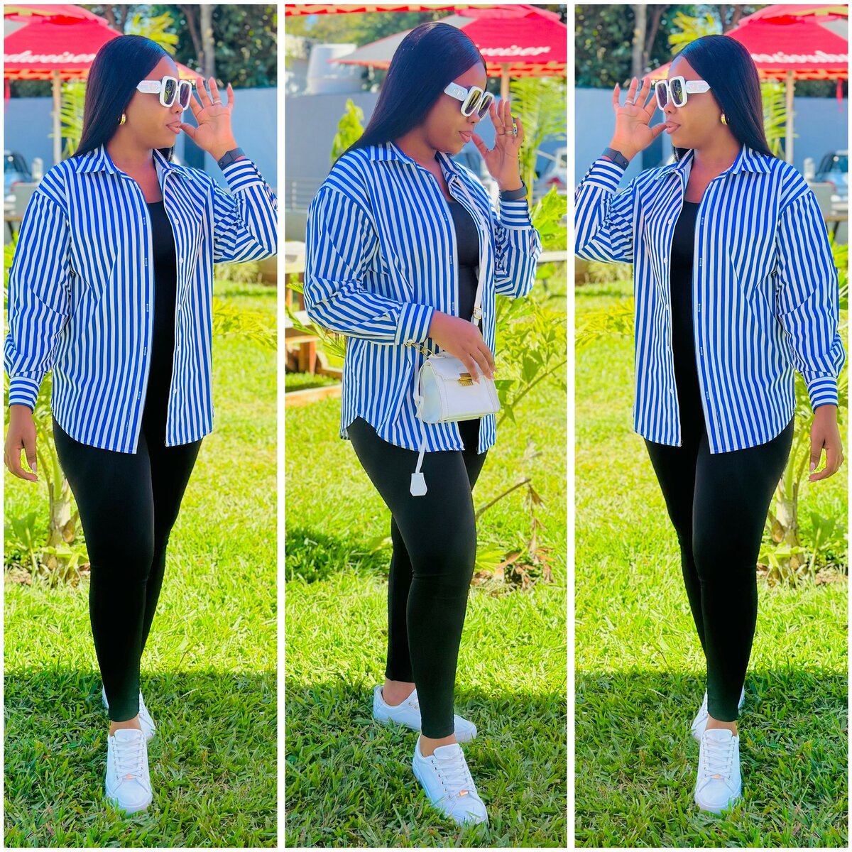 Classic shirt, white and blue stripes, size S-2xl