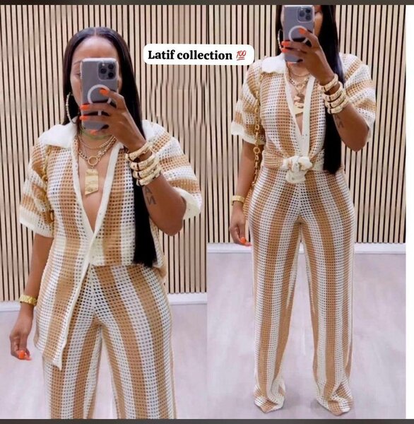 Ensemble pantalon rayé ample