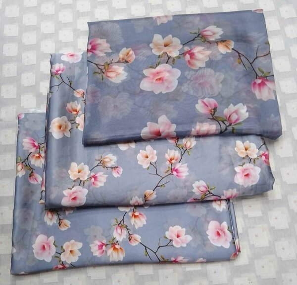 3ps silk suit silky shifoon dupatta