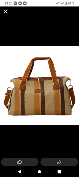 Sac de voyage rayé en toile marron