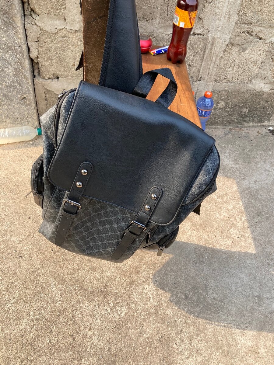 Italy made solid leather backpack.