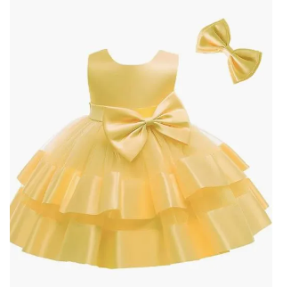 Baby Girl Dress Sleeveless Bowknot Tulle Tutu Wedding ( Fabric Silk And Net)