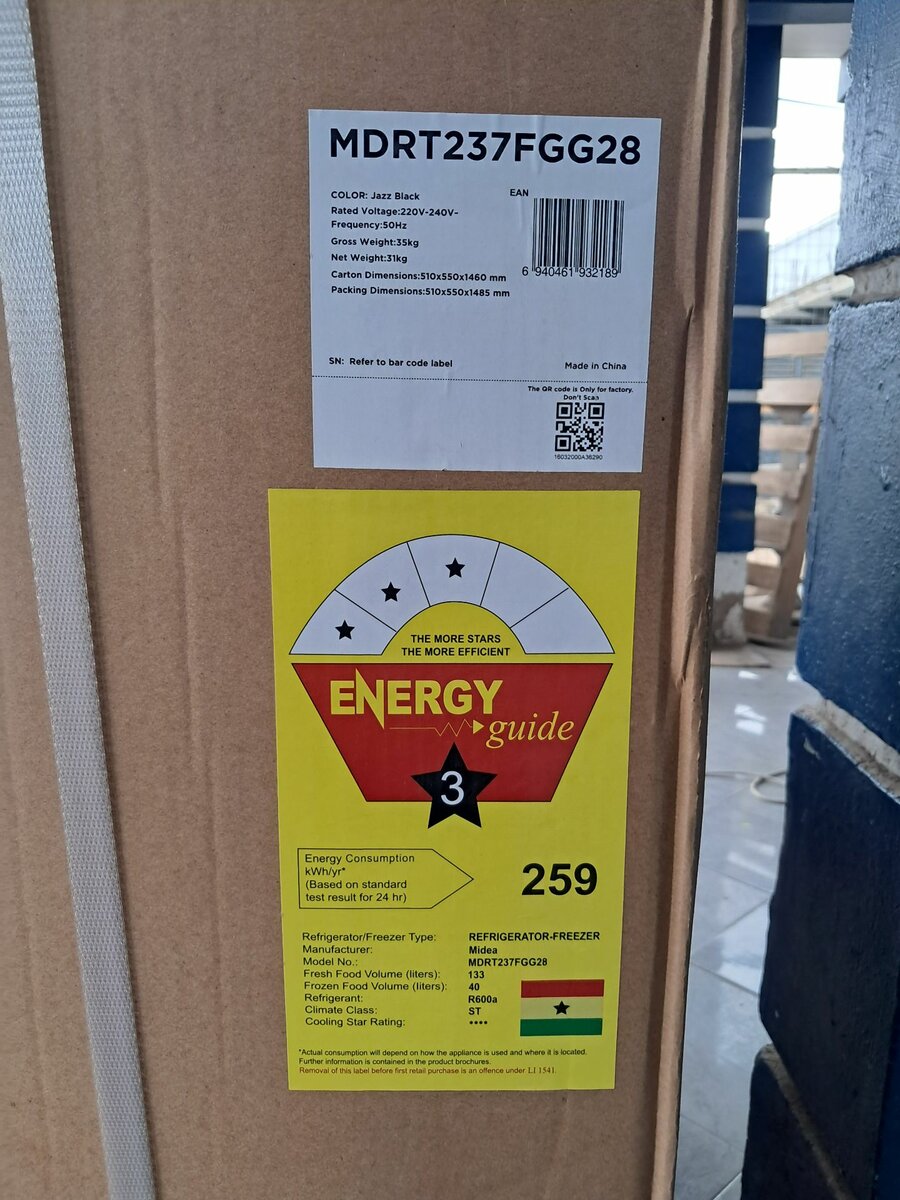 MIDEA FRIDGE, DEFROST, TOP FREEZER 173L, BLACK