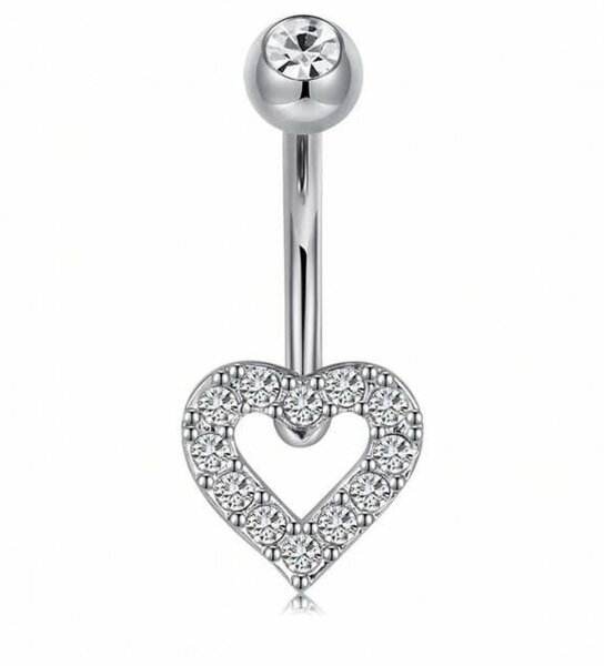 Bijou de nombril cœur strass