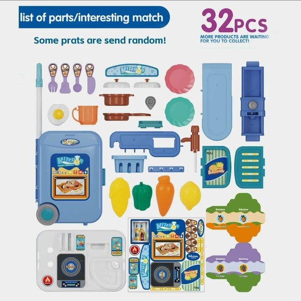 Cuisine jouet portable 32 pièces