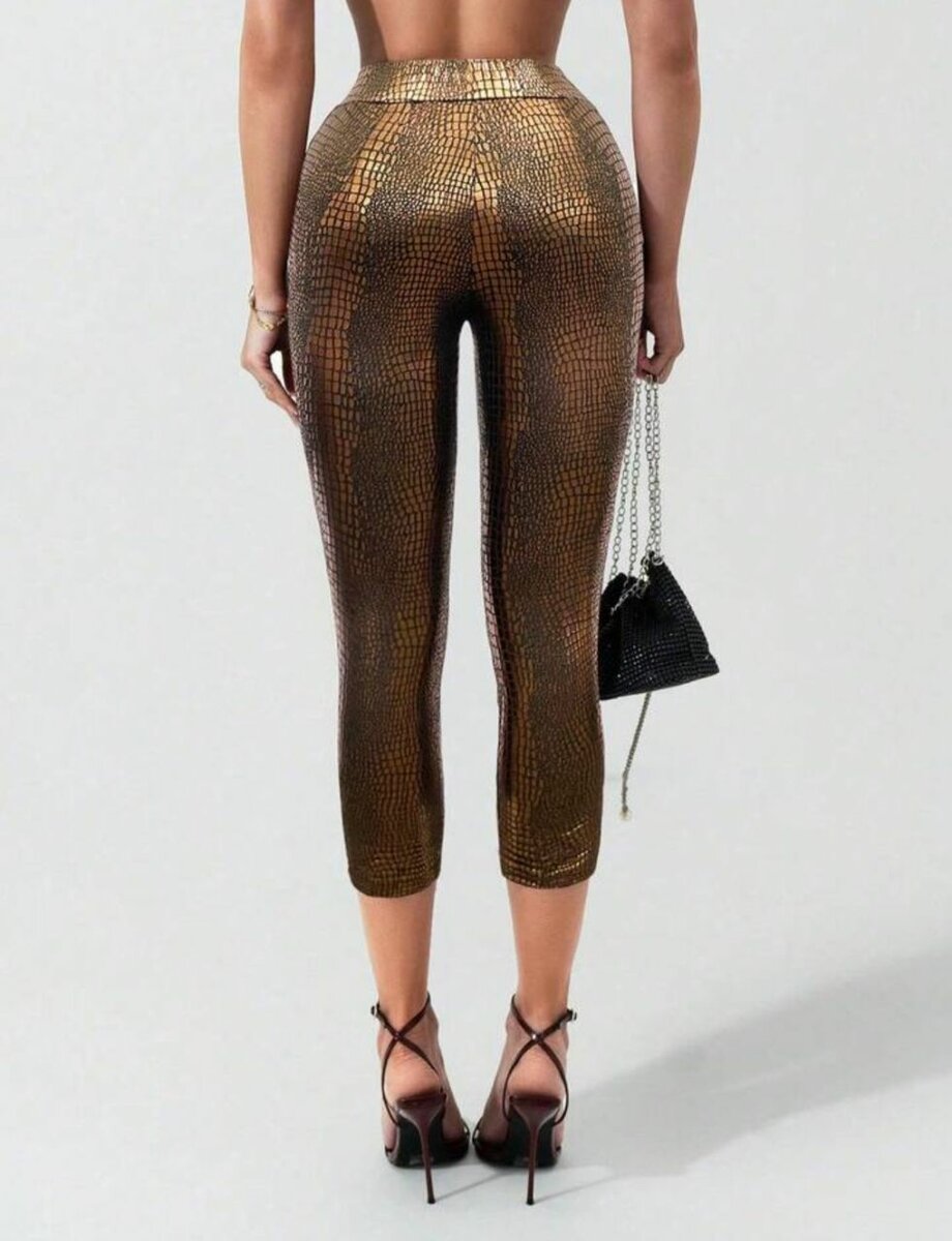 Legging effet serpent doré