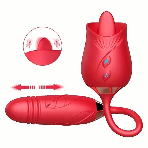 Rose licking and Thrusting Vibrator 3in1