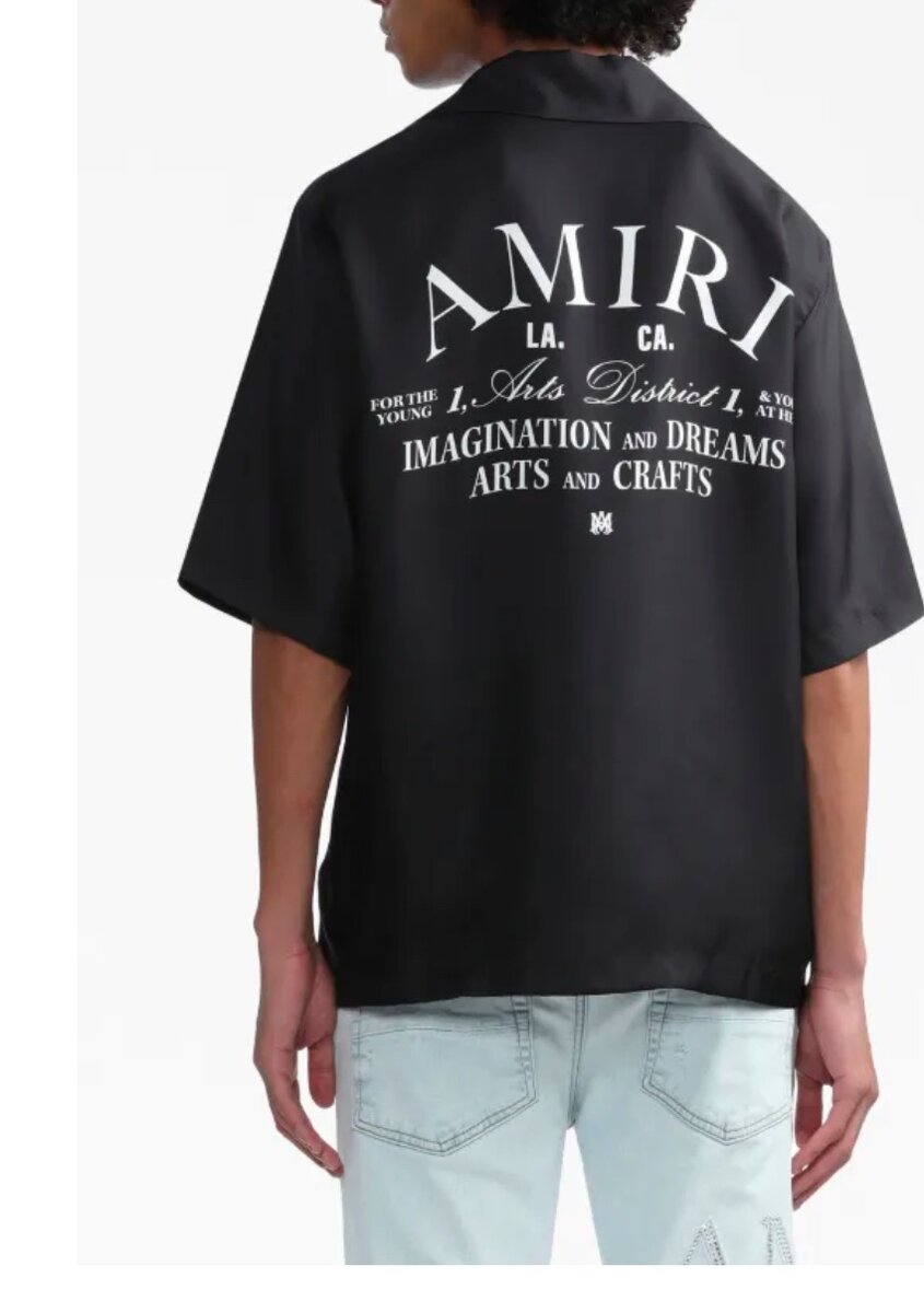 logo-print short-sleeve silk shirt