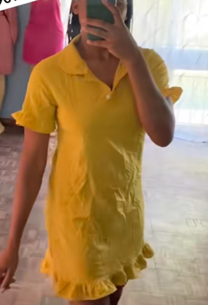 Elegant women's dress size S in yellow