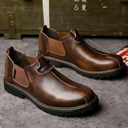 Chaussures en cuir marron homme
