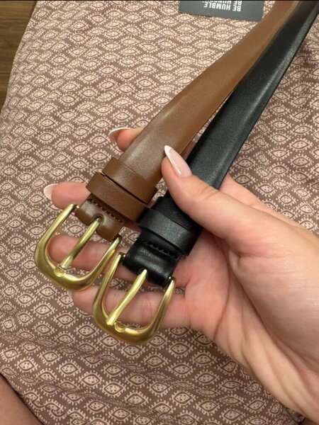 Ceinture en cuir élégante boucle dorée