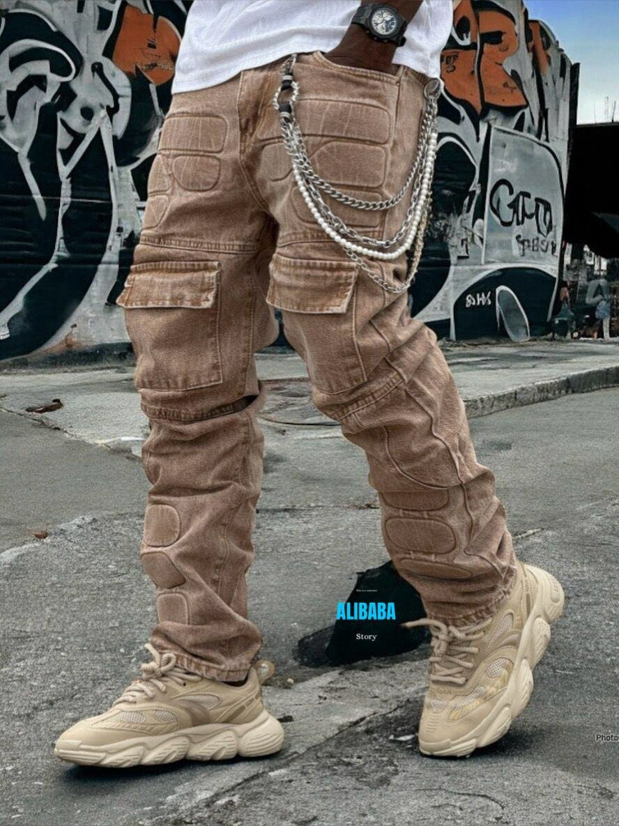 Pantalon cargo homme avec chaînes